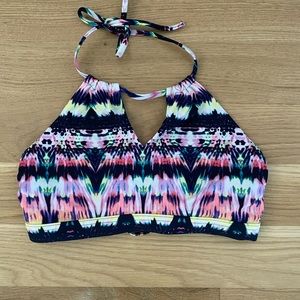Athleta halter swim top with strappy back. Tie-dye